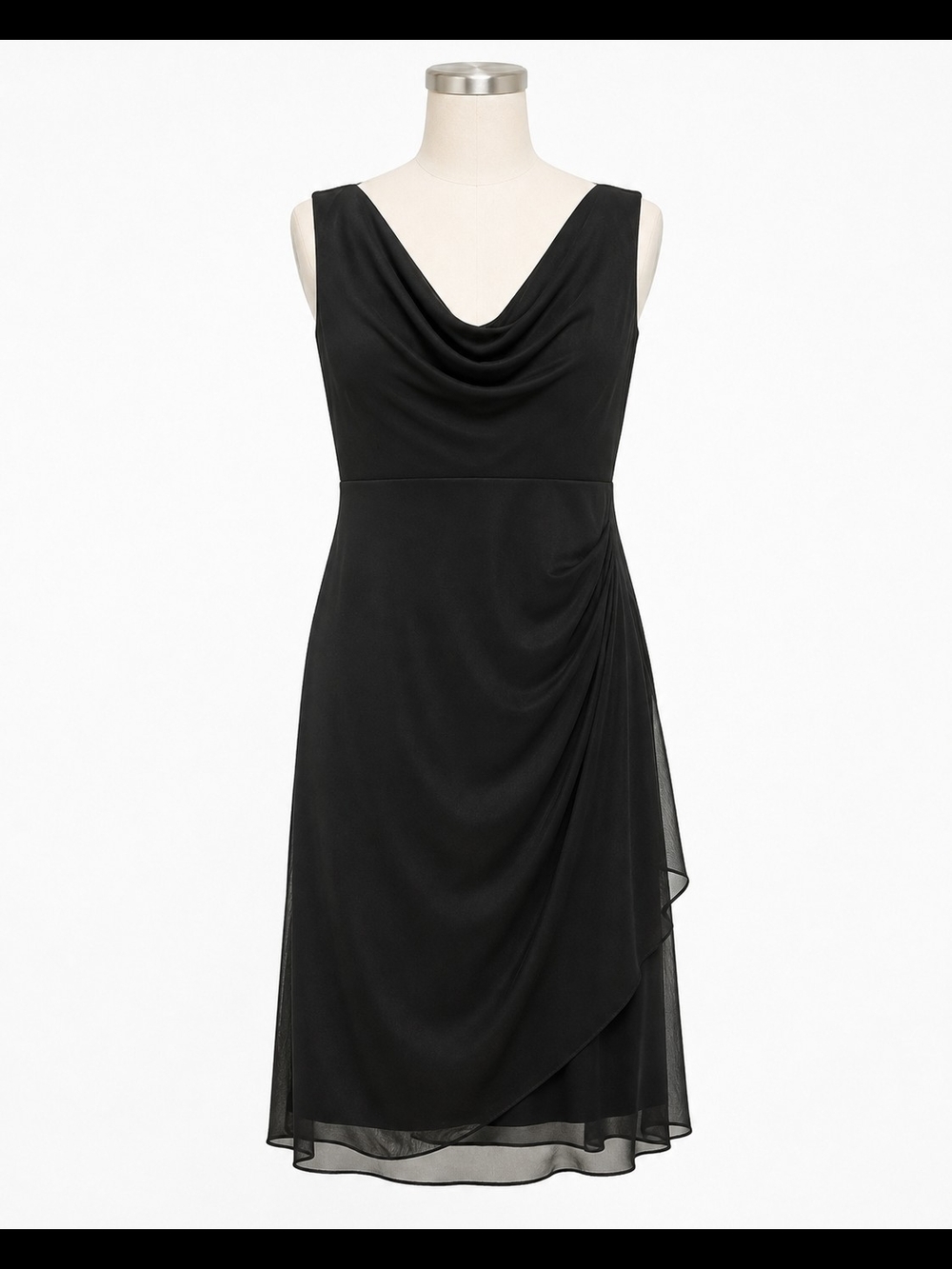 Dressbarn Collection Size 22 Black Cowl Neck Lace Back Formal Dress